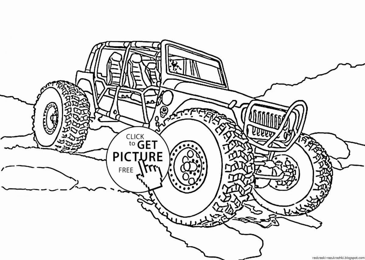 Playful bigfoot machine coloring page