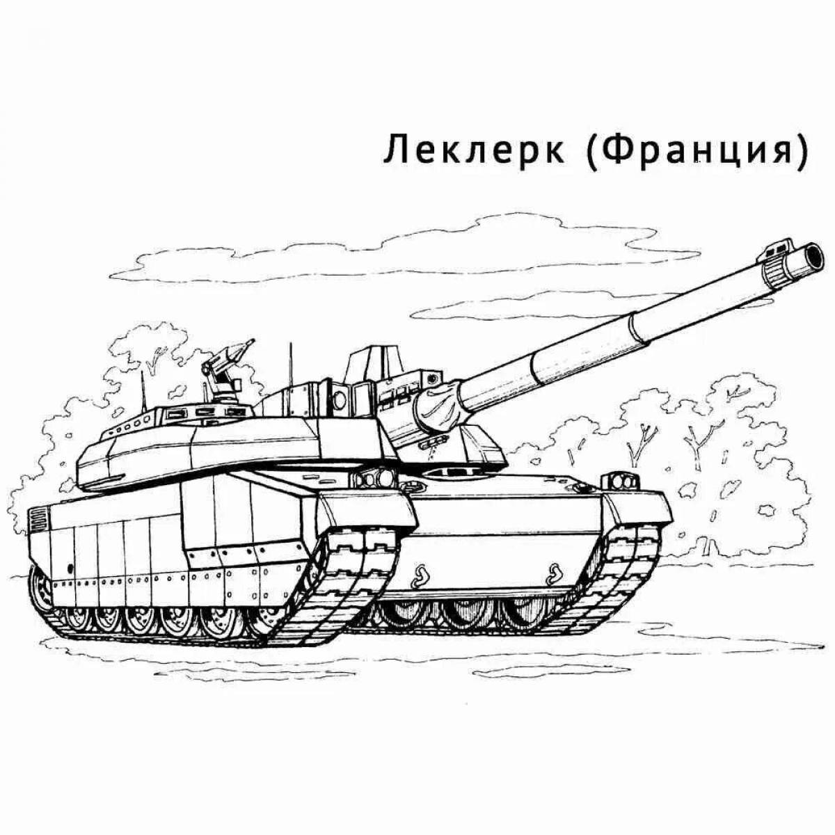 Exquisite leopard tank coloring page