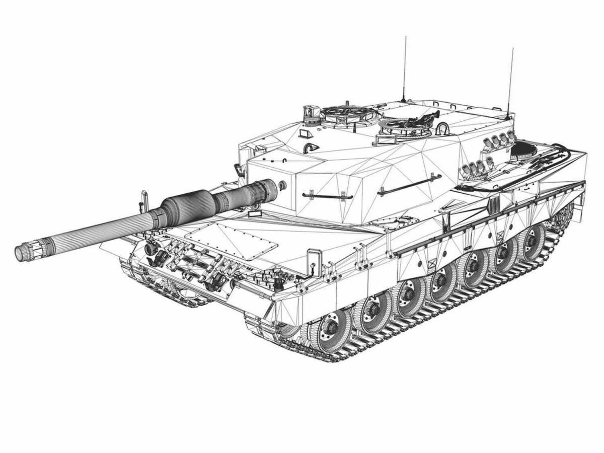 Exquisite leopard tank coloring page