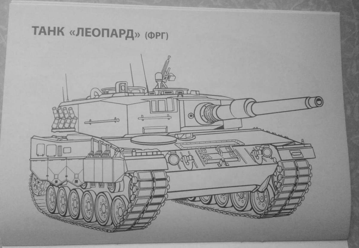 Замысловатая страница раскраски леопардового танка