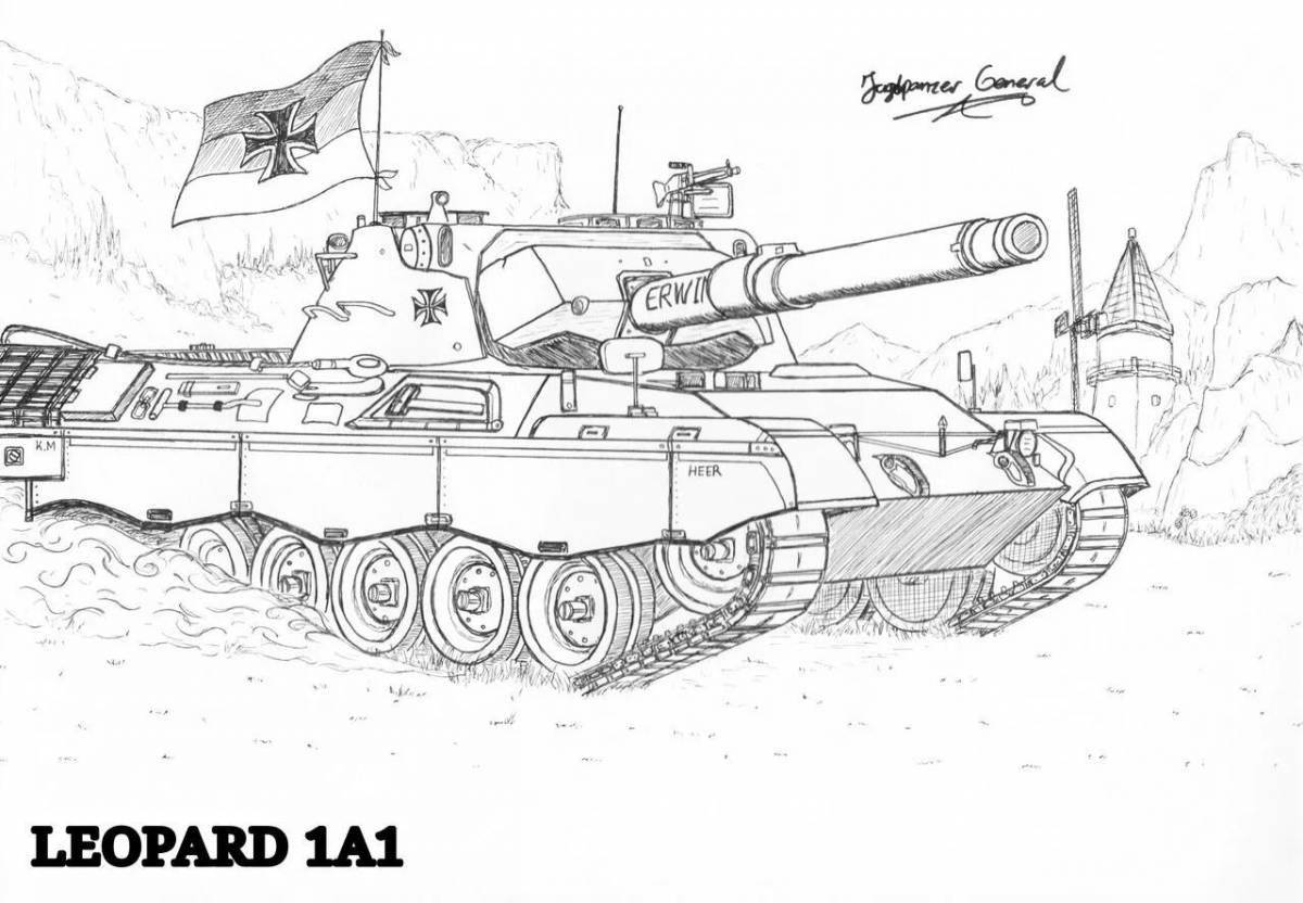 Detailed coloring of the leopard tank