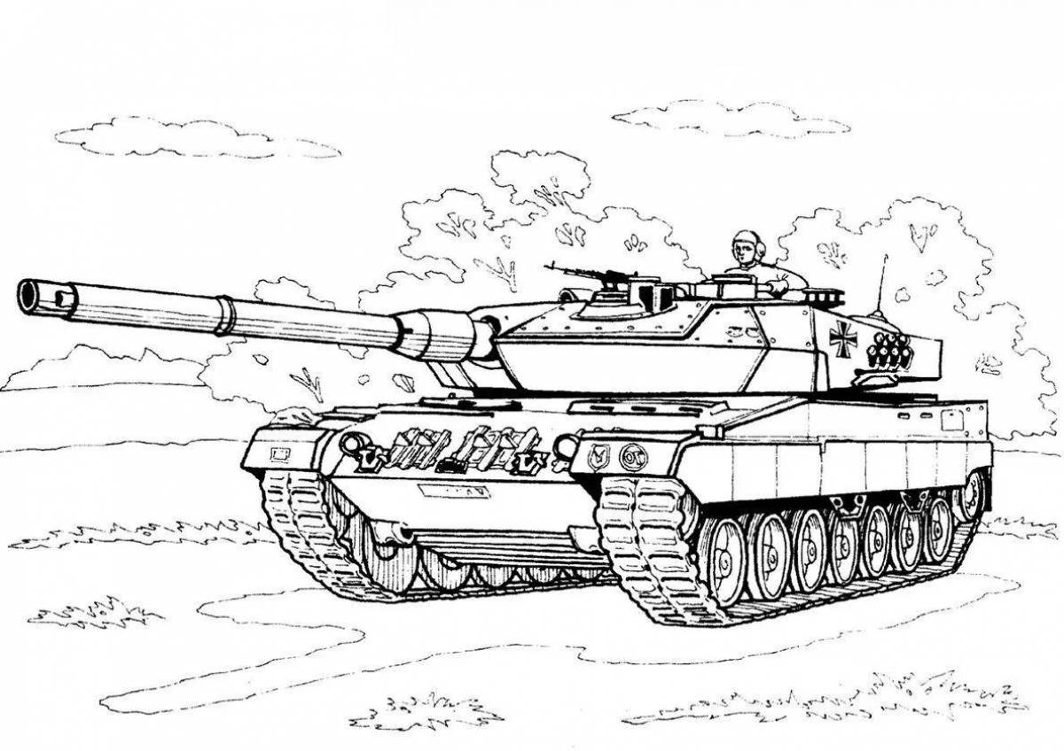 Attractive leopard tank coloring page
