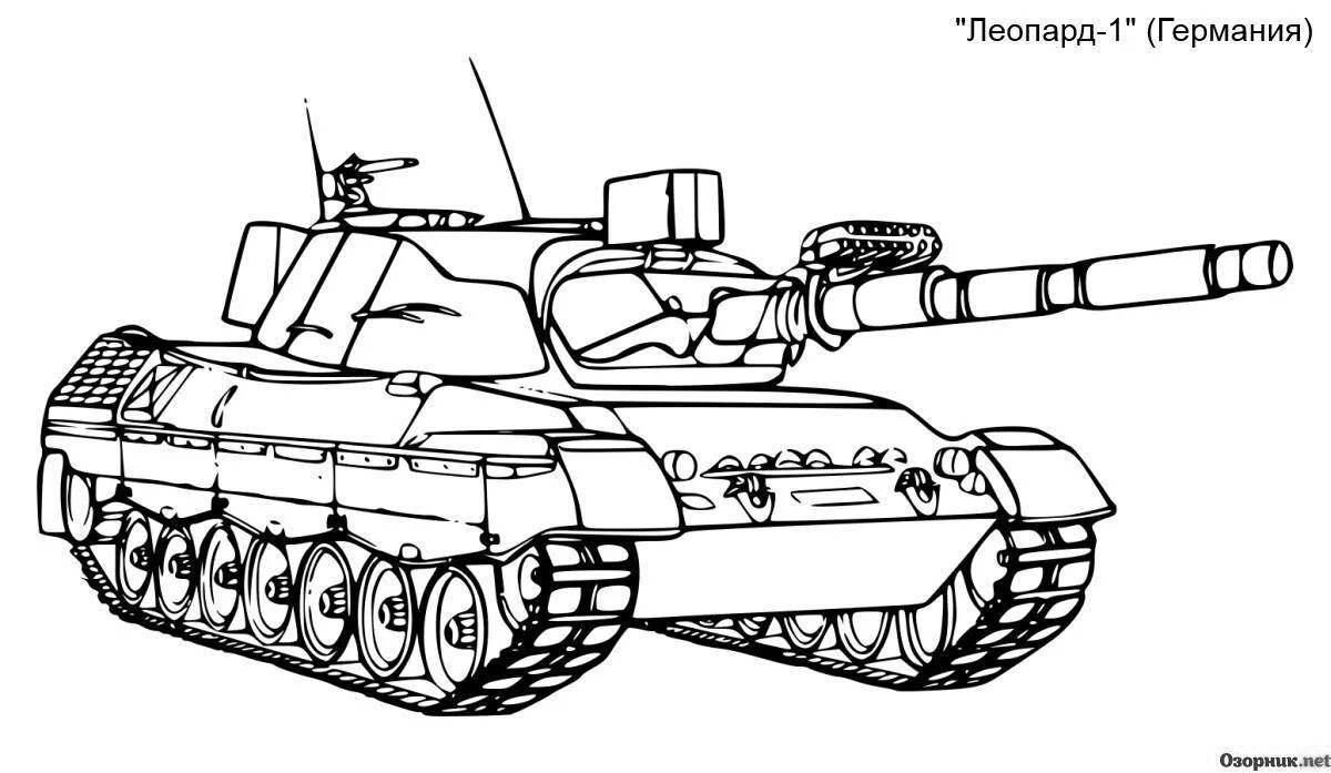 Раскраска леопардовый танк яркого цвета