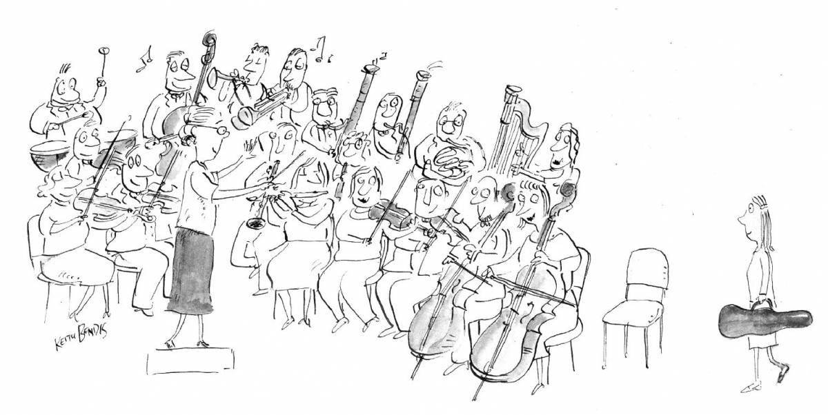 Colourful symphony orchestra coloring page