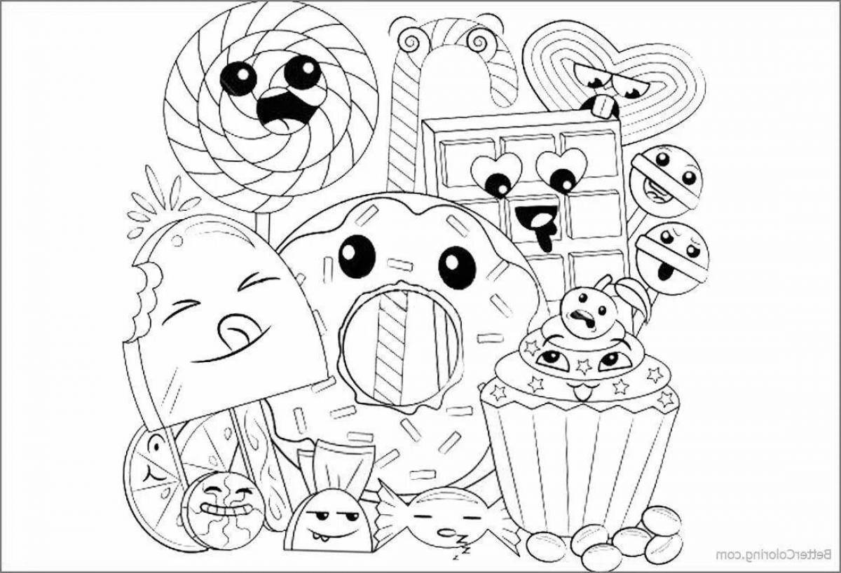 Joyful kawaii food coloring book