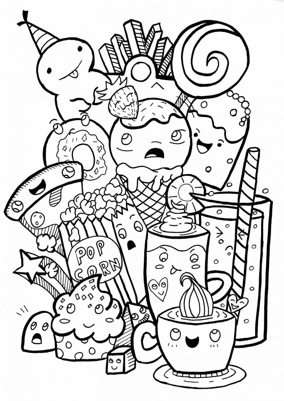Sweet kawaii food coloring page