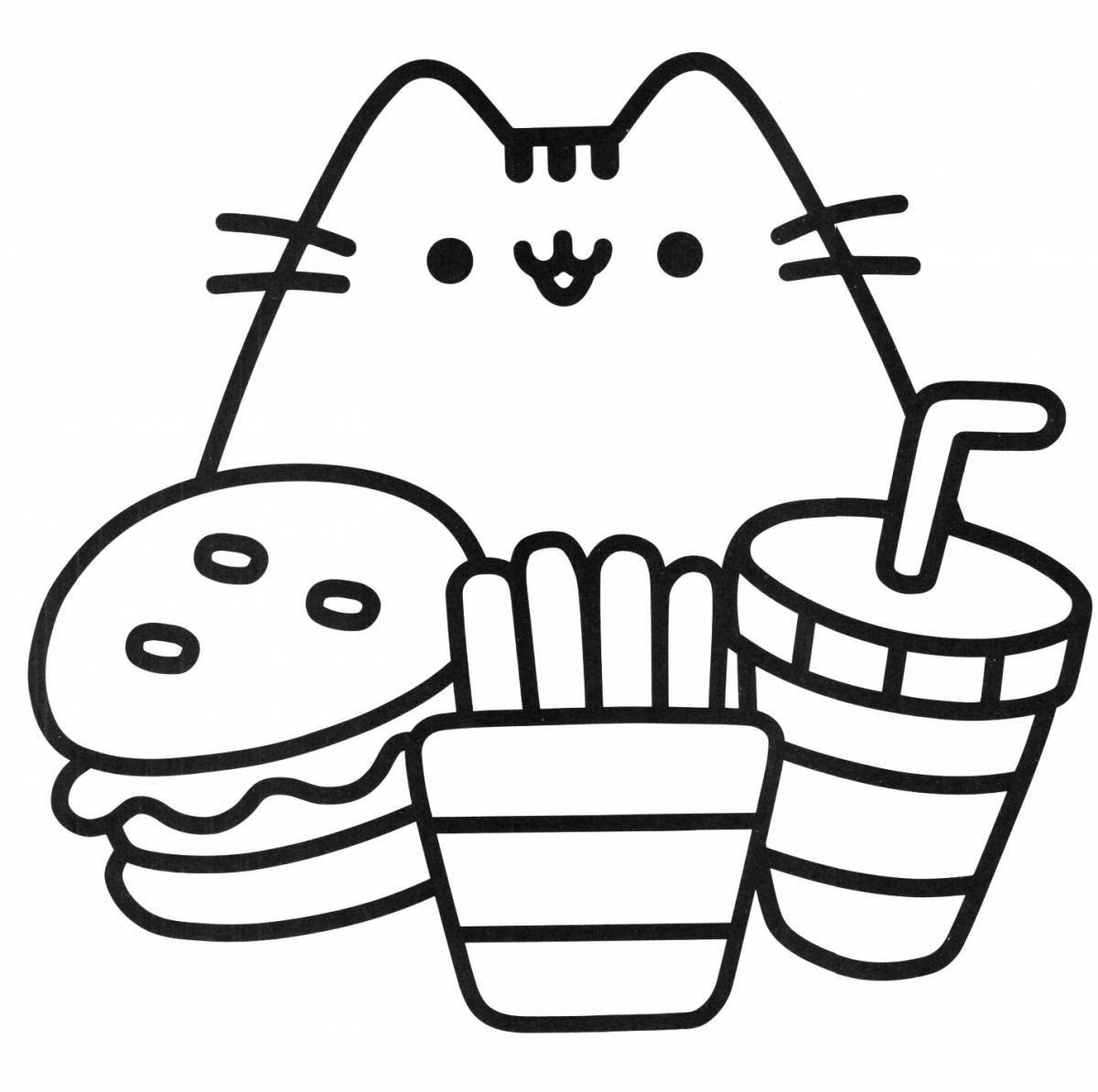 Funny kawaii food coloring page