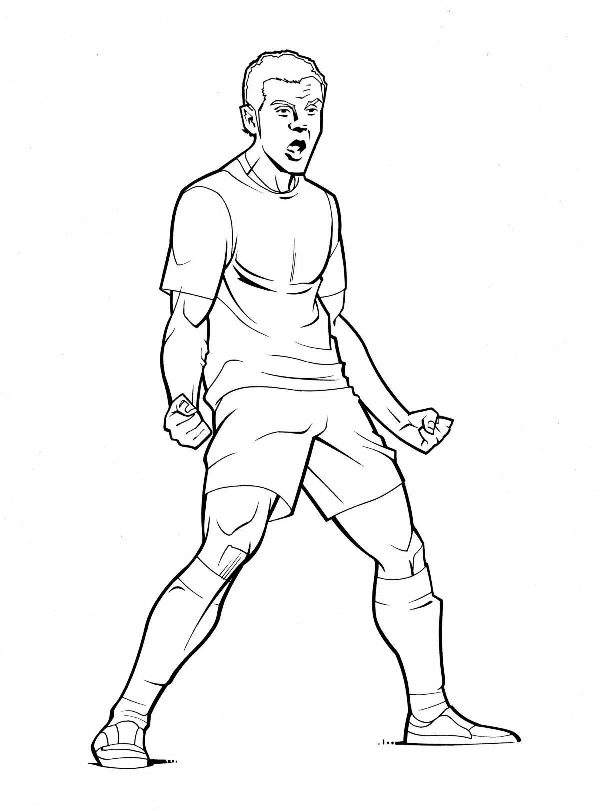 Coloring page with spectacular soccer player