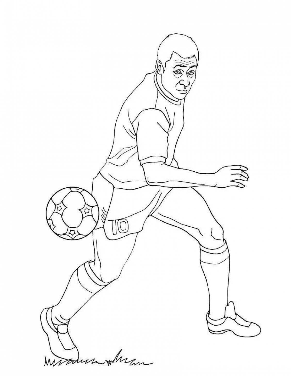 Coloring book playful football player