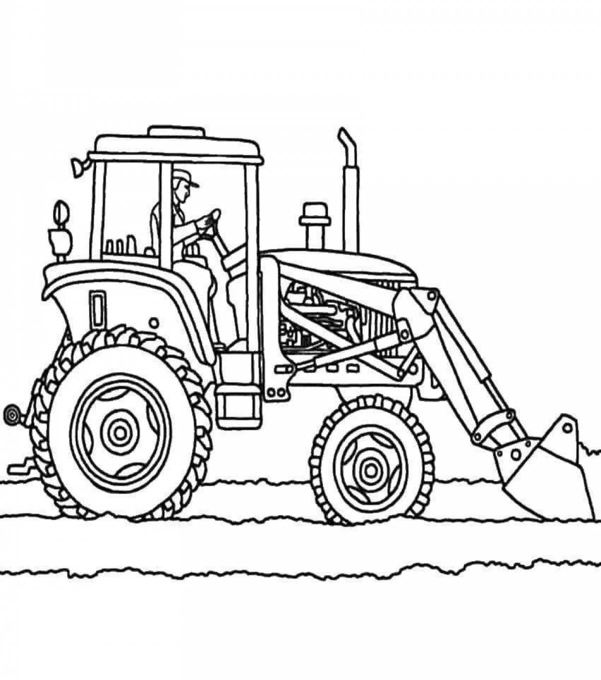 Tractor car bright coloring page