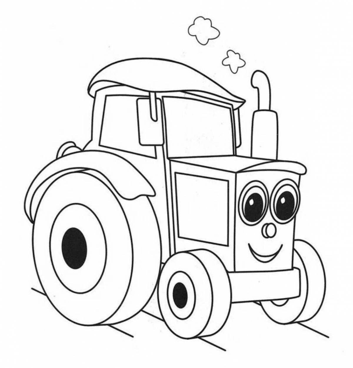 Joyful tractor car coloring