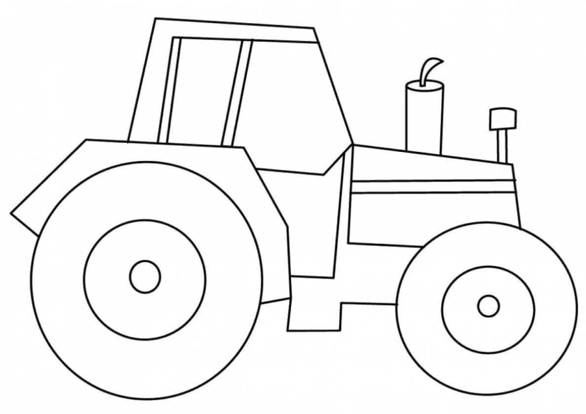 Playful tractor car coloring page