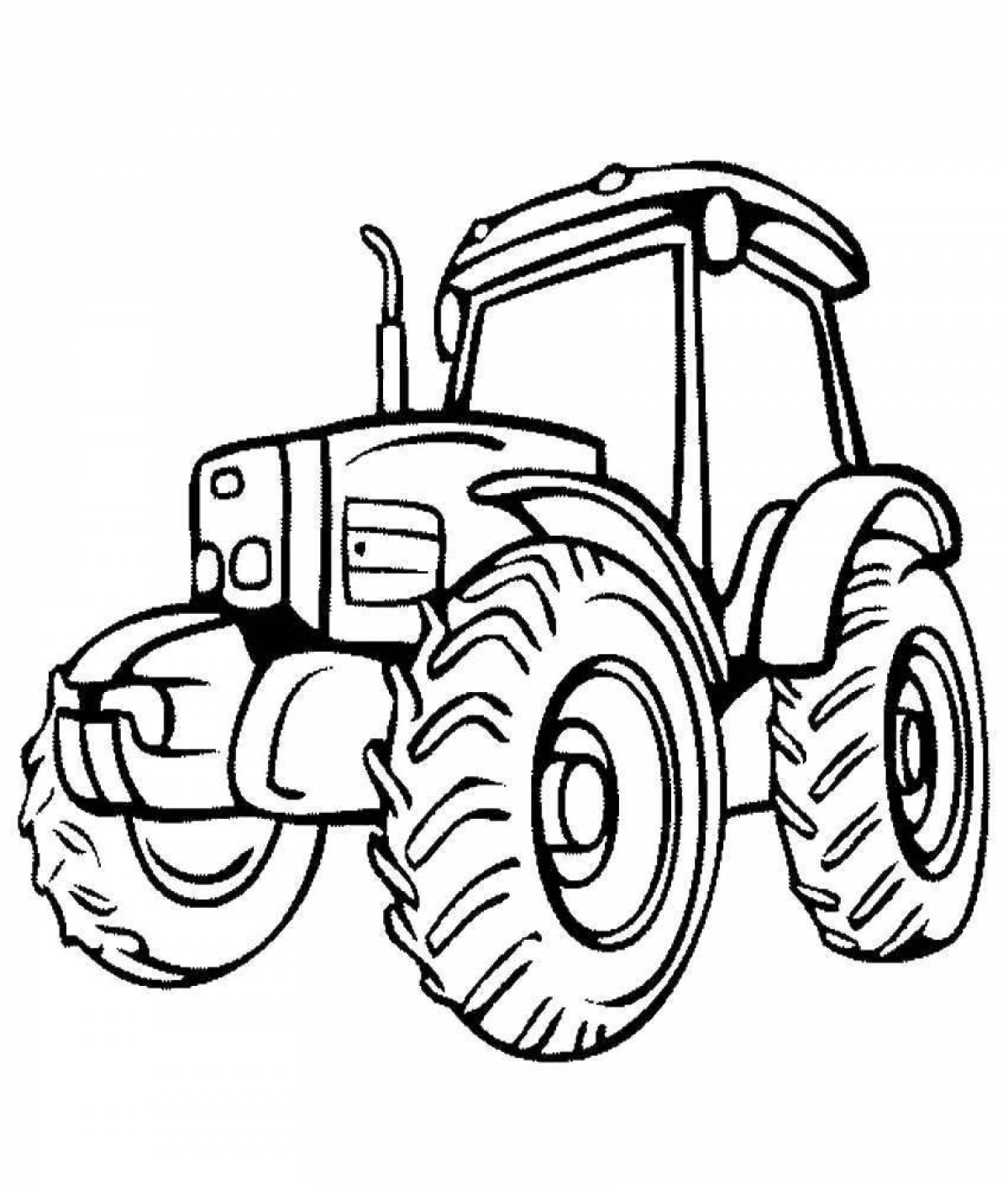 Exciting tractor car coloring page
