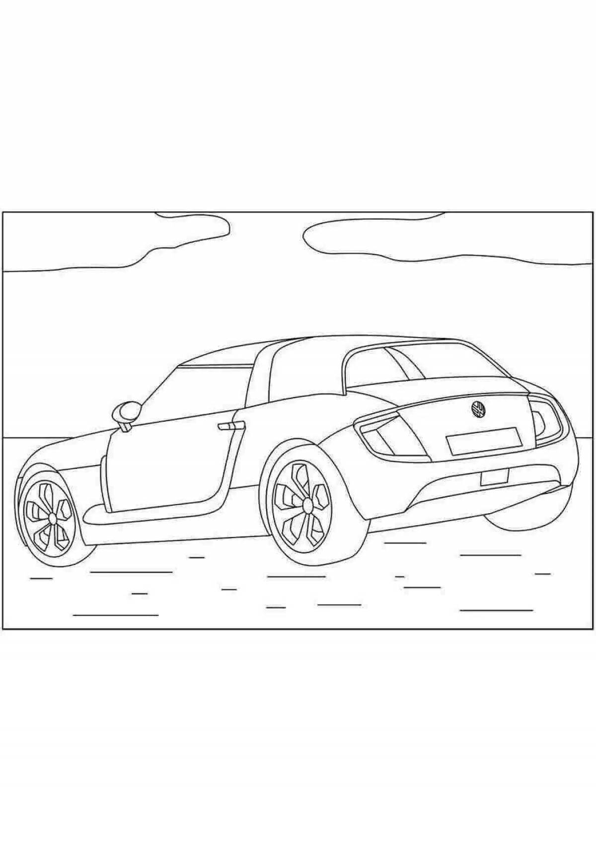 Colourful volkswagen car coloring page