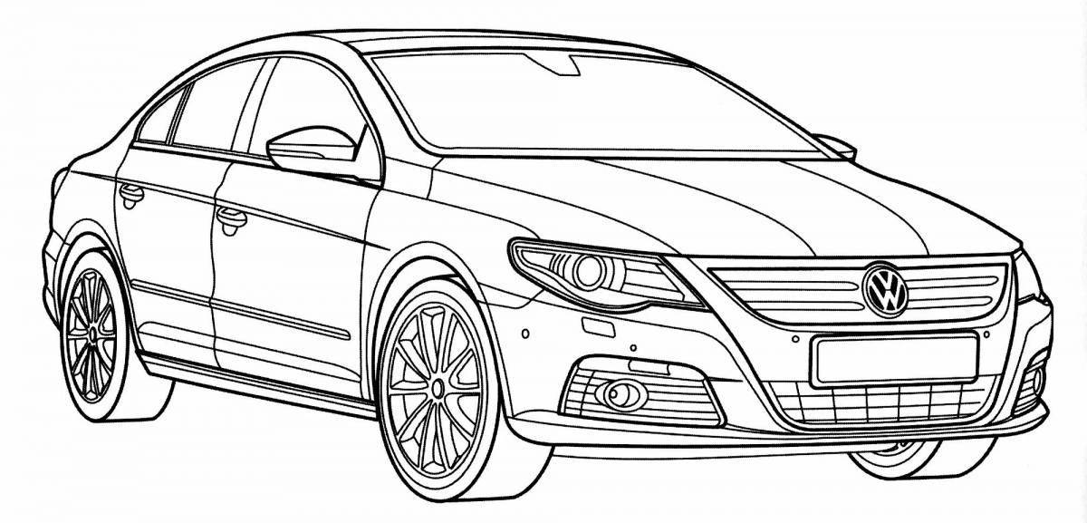 Playful volkswagen car coloring page