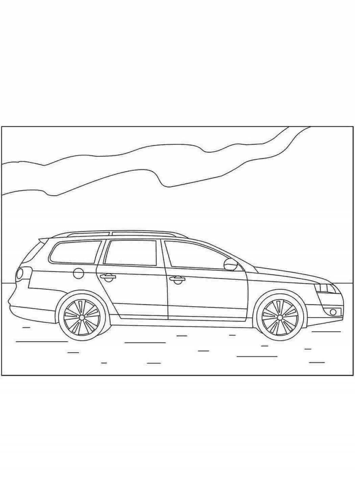 Coloring page with amazing volkswagen car