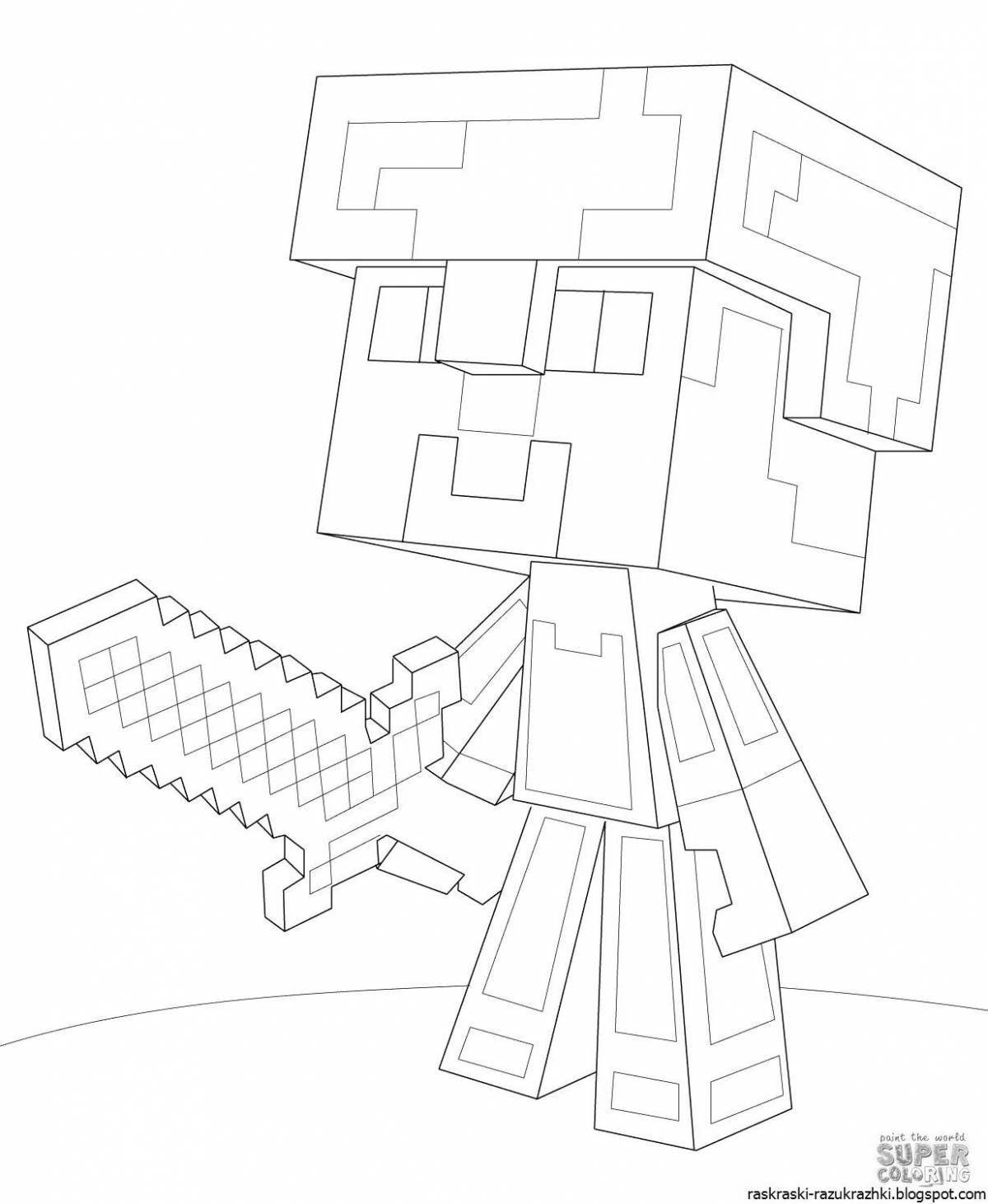 Amazing complex minecraft coloring page