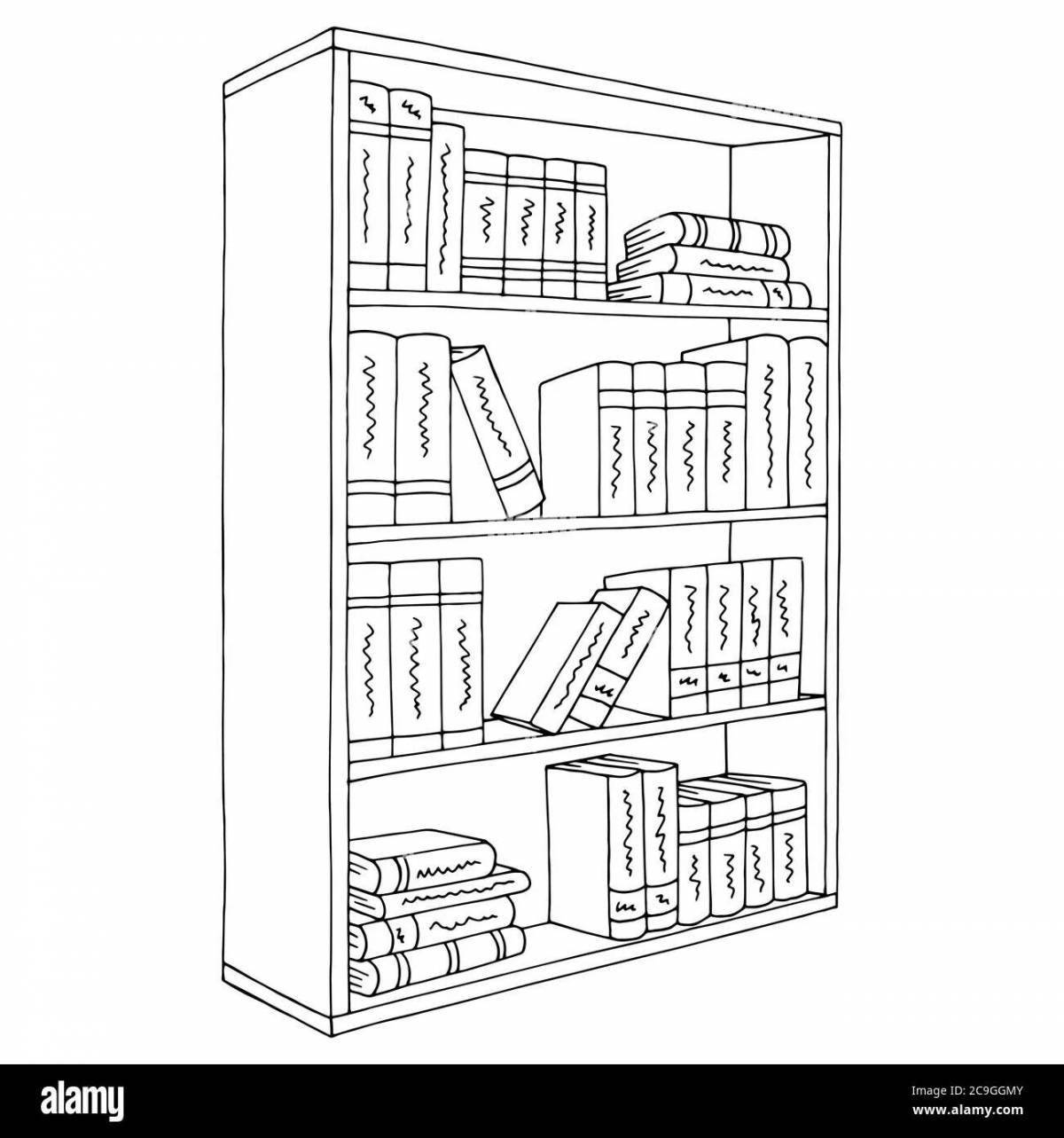 Colorful bookshelf for coloring