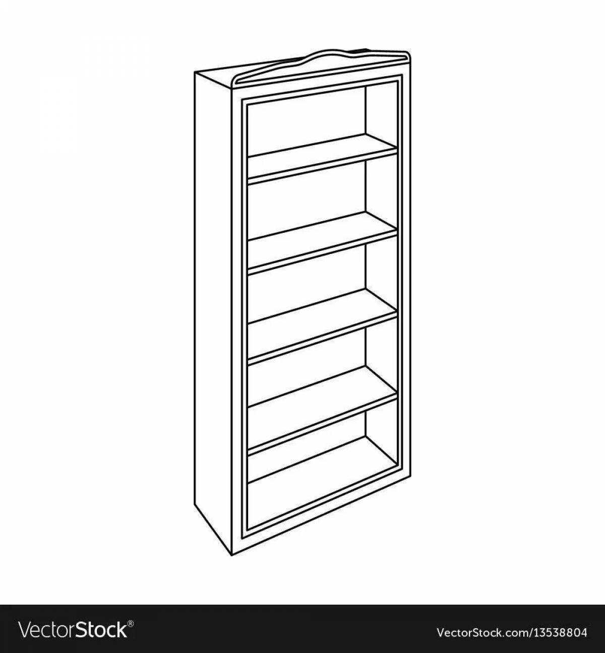 Peaceful bookshelf for coloring