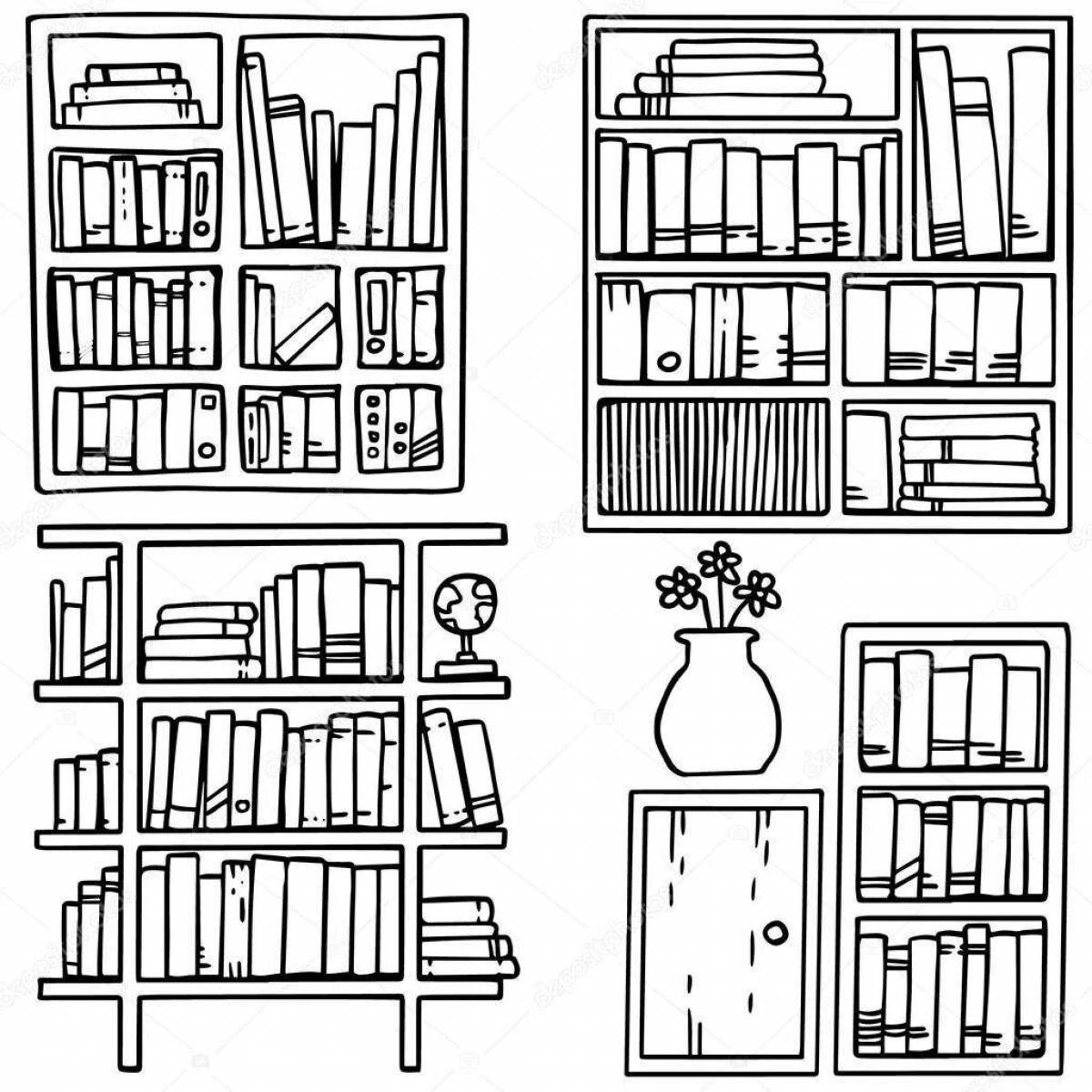 Книжная полка tranquil coloring page