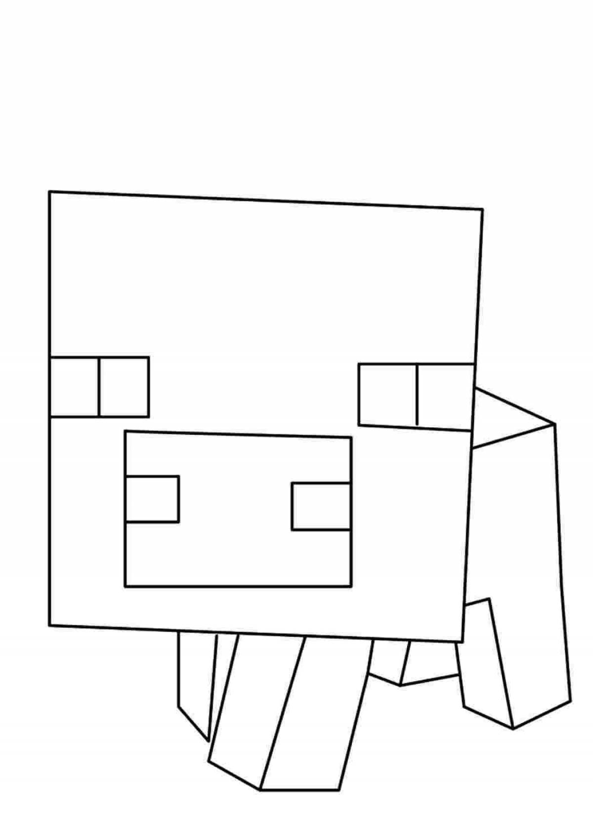 Colorful minecraft pig coloring page