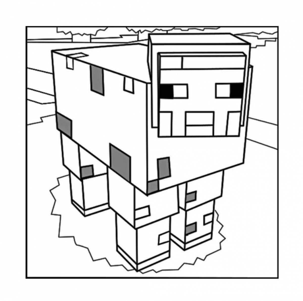 Cute minecraft pig coloring page