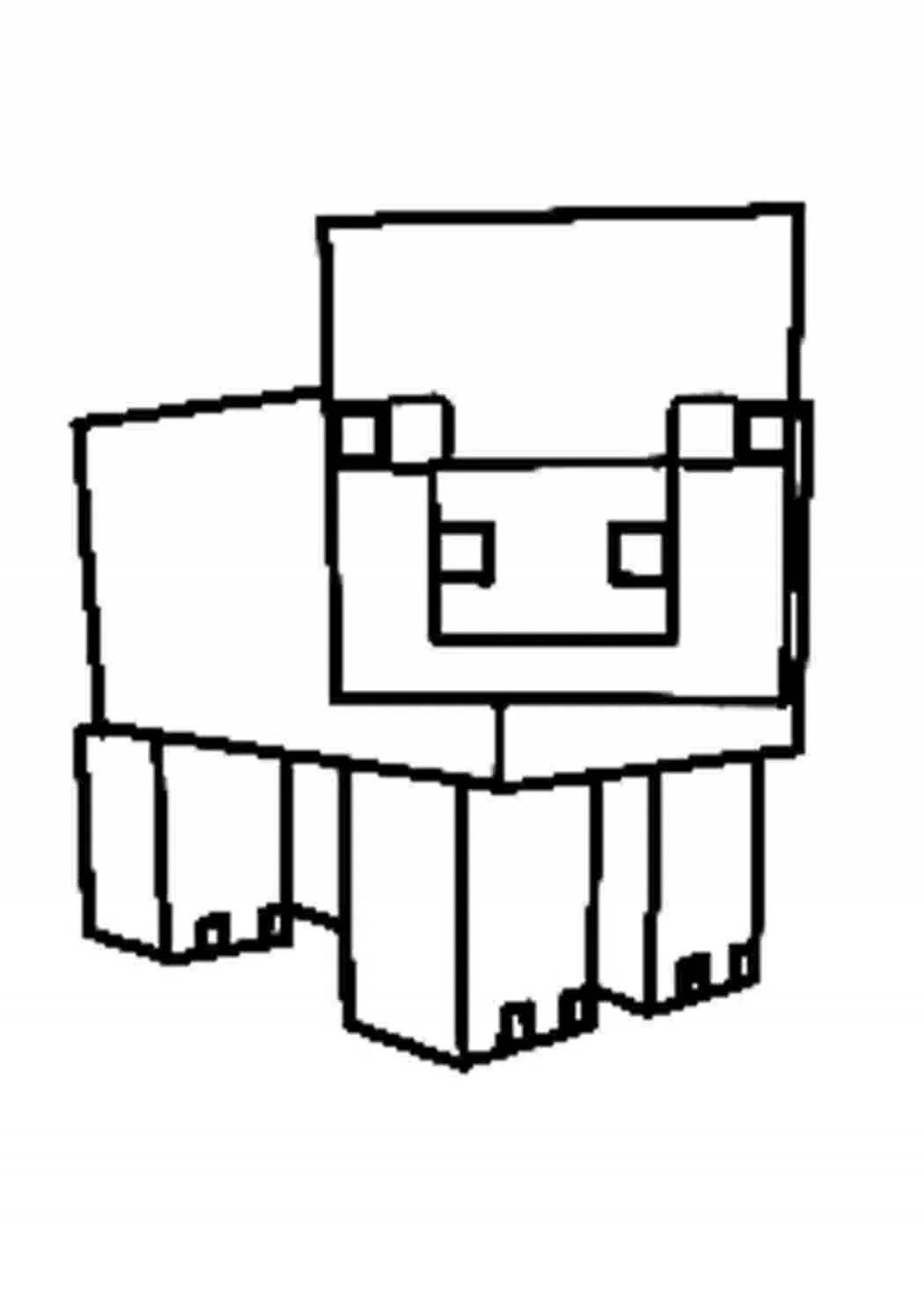 Fancy minecraft pig coloring