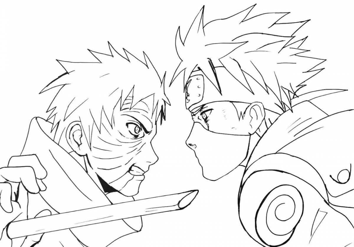 Coloring book shining uchiha obito