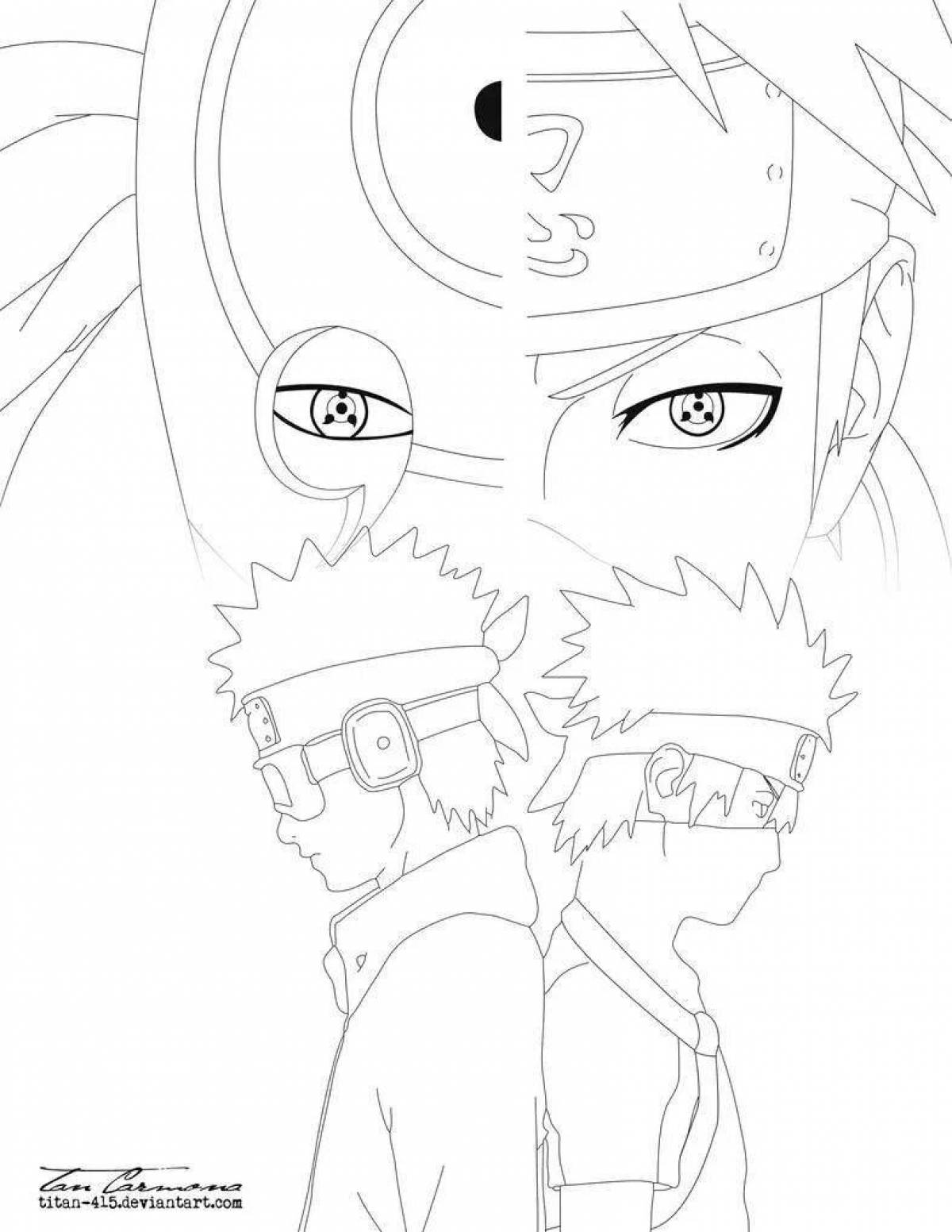 Gorgeous obito uchiha coloring page