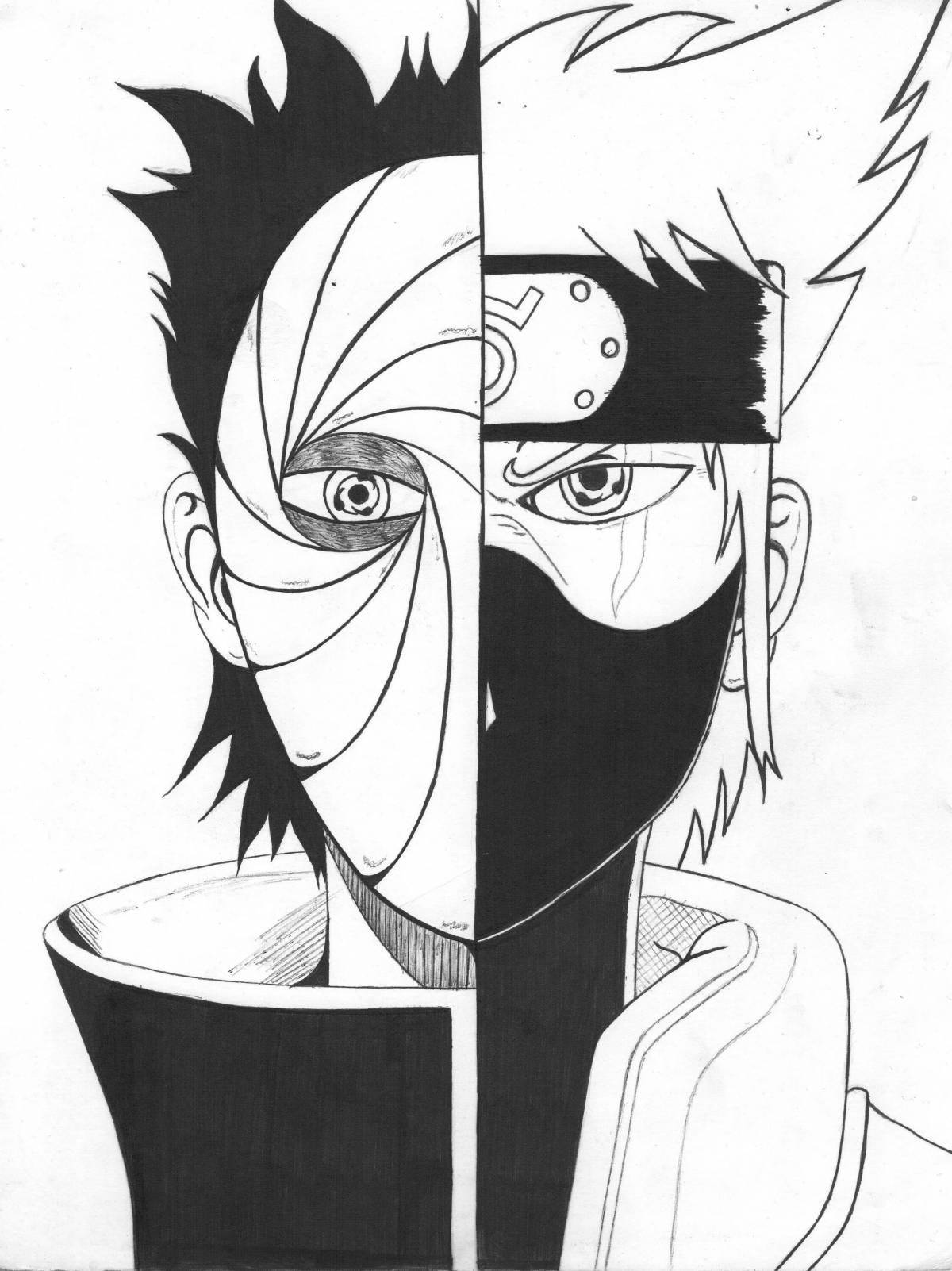 Coloring book adorable uchiha obito