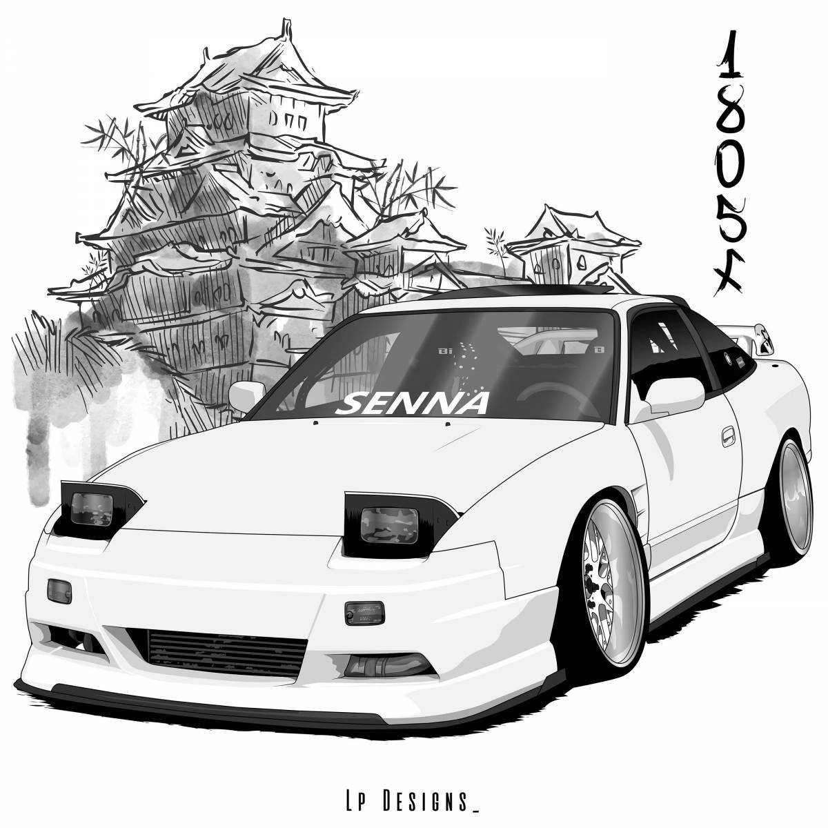 Sparkly cars jdm coloring book