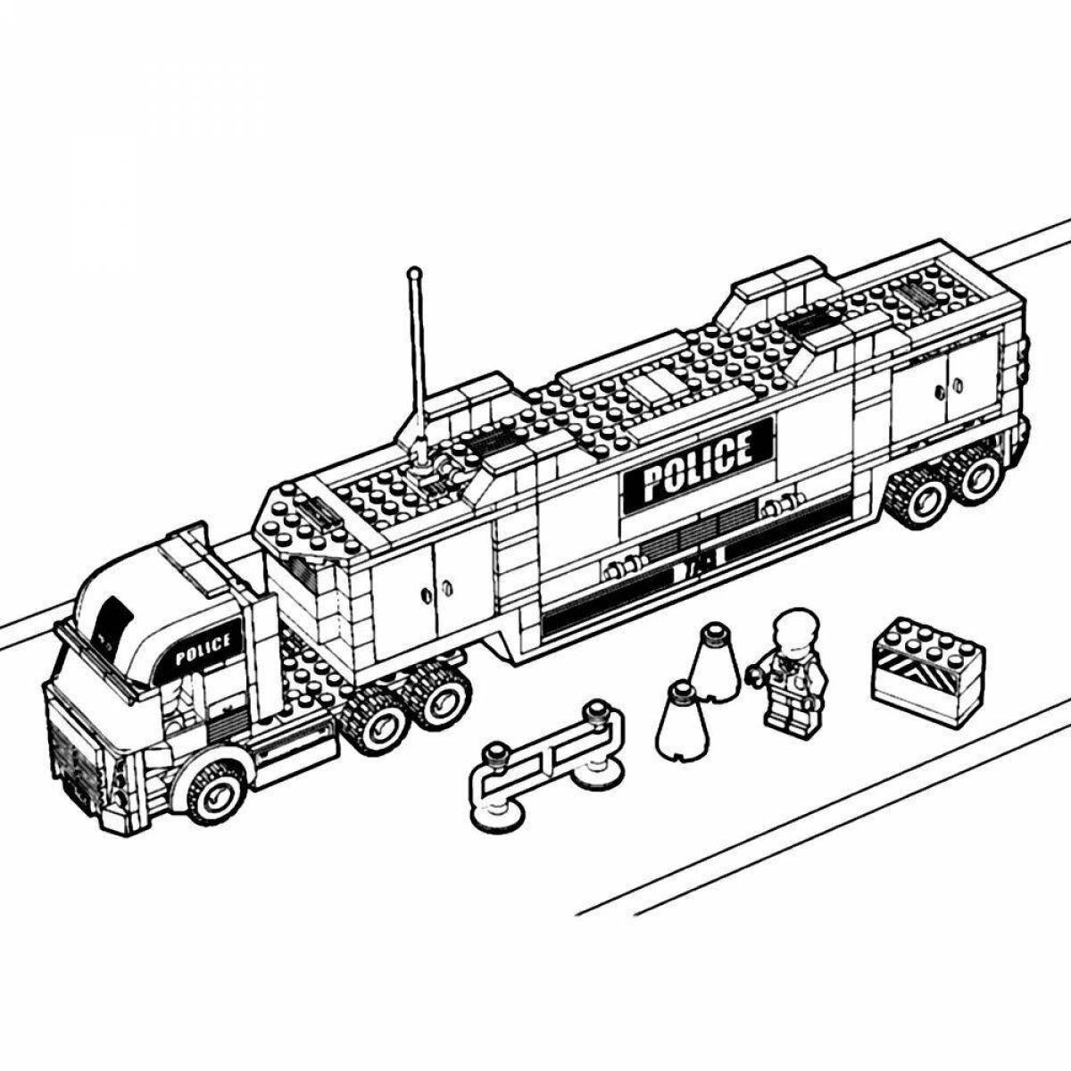 Coloring page shining police truck