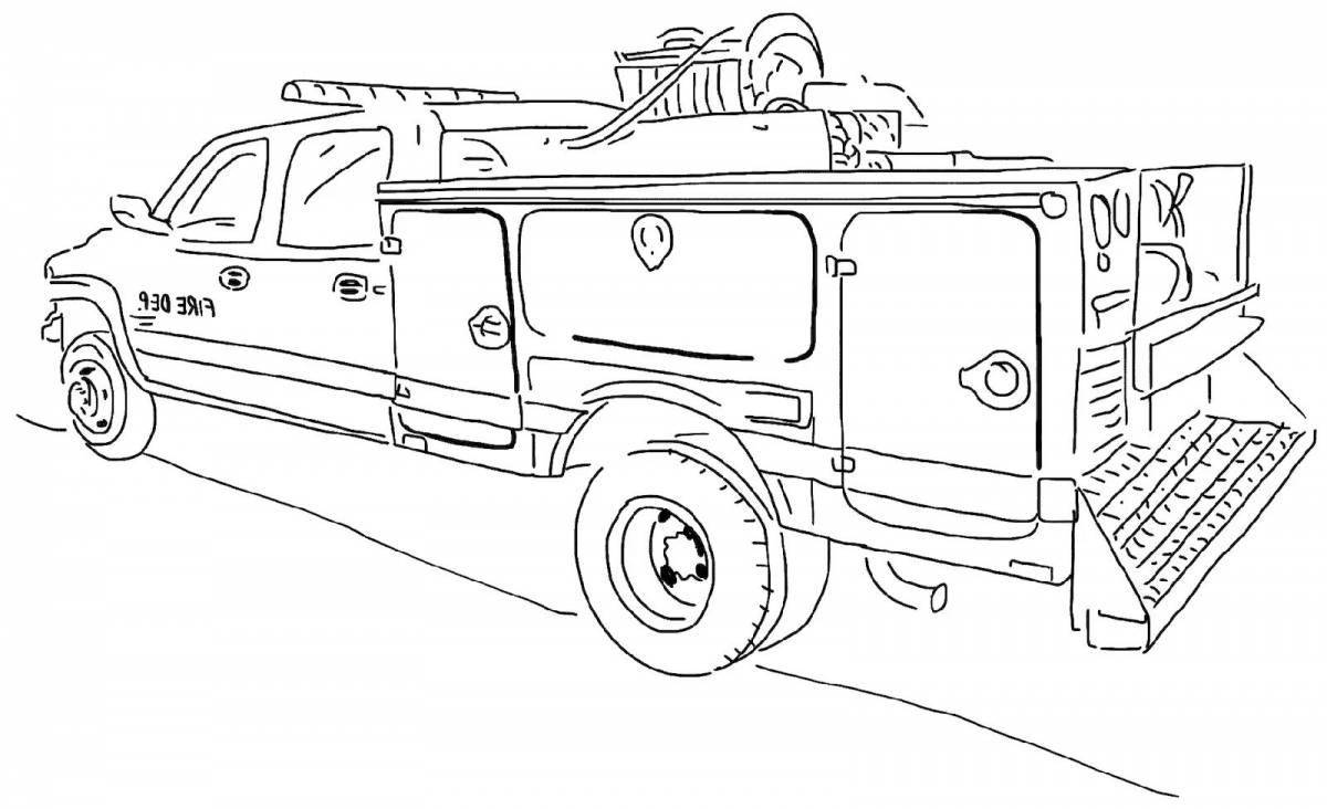 Coloring page bright police truck