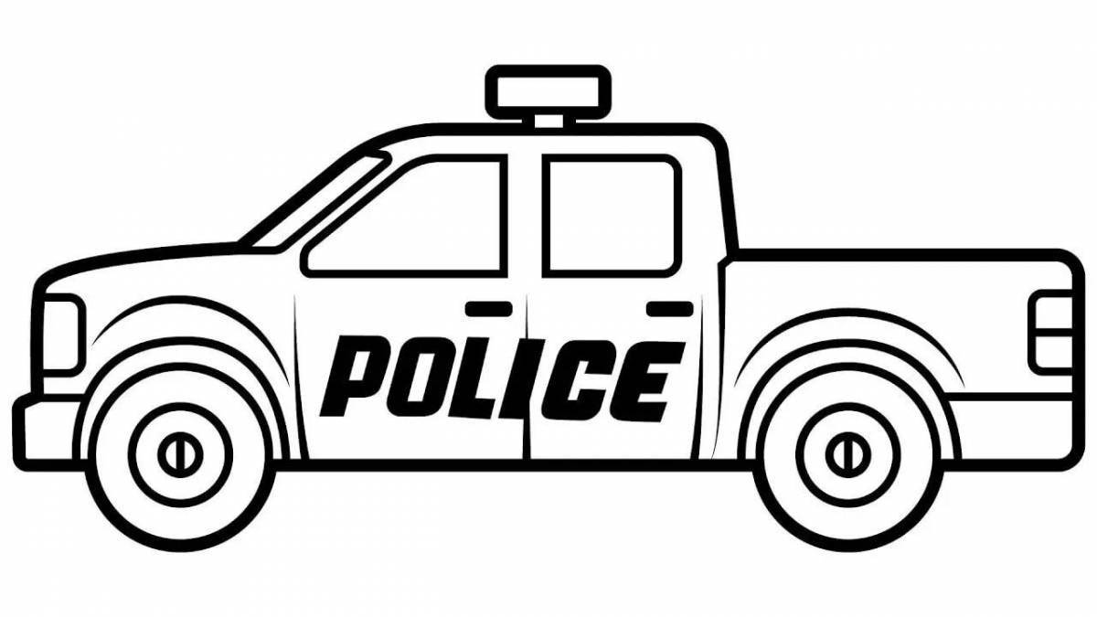 Brightly colored police truck coloring page