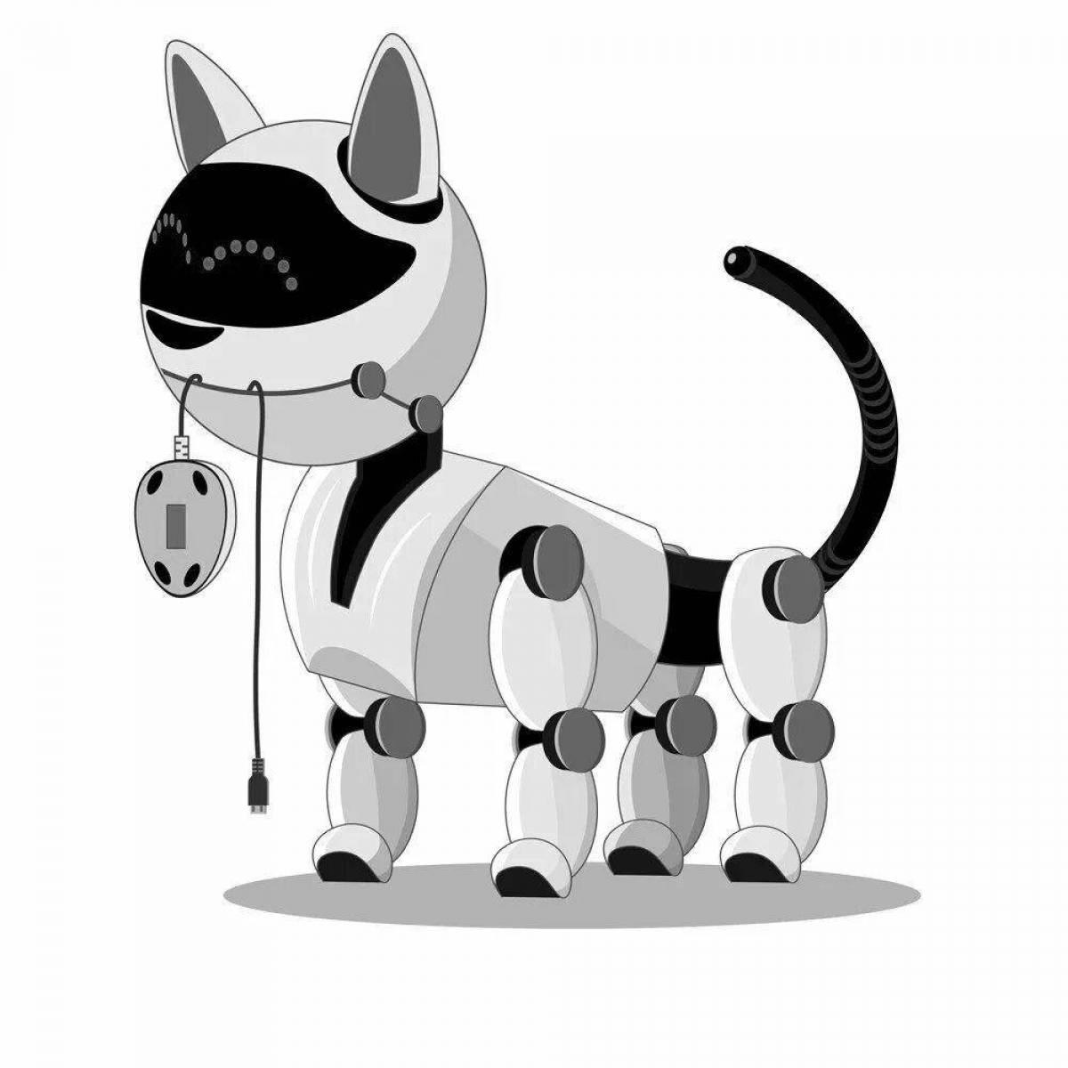 Robot cat adorable coloring page
