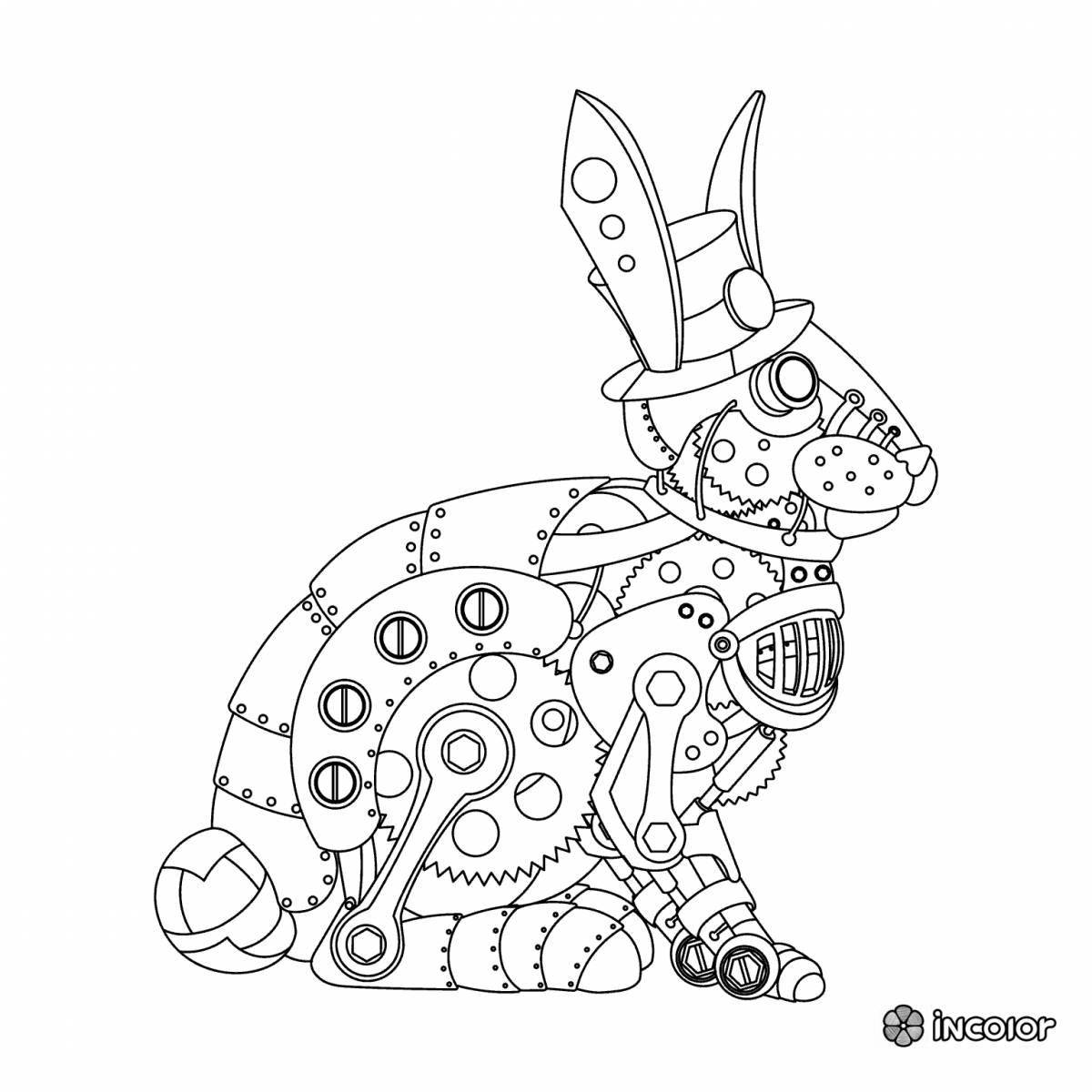 Funny robot cat coloring page