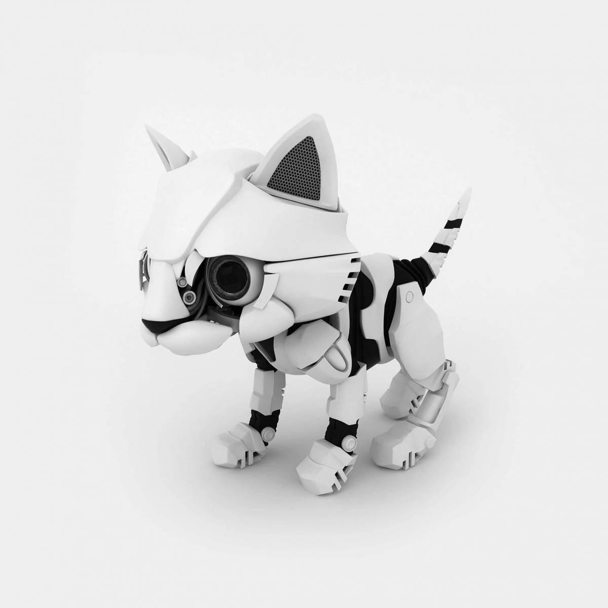 Coloring cute cat robot
