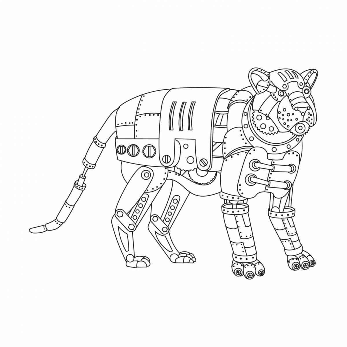 Восхитительная страница-раскраска робот-кошка