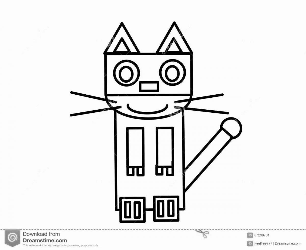Раскраска мистический робот-кошка