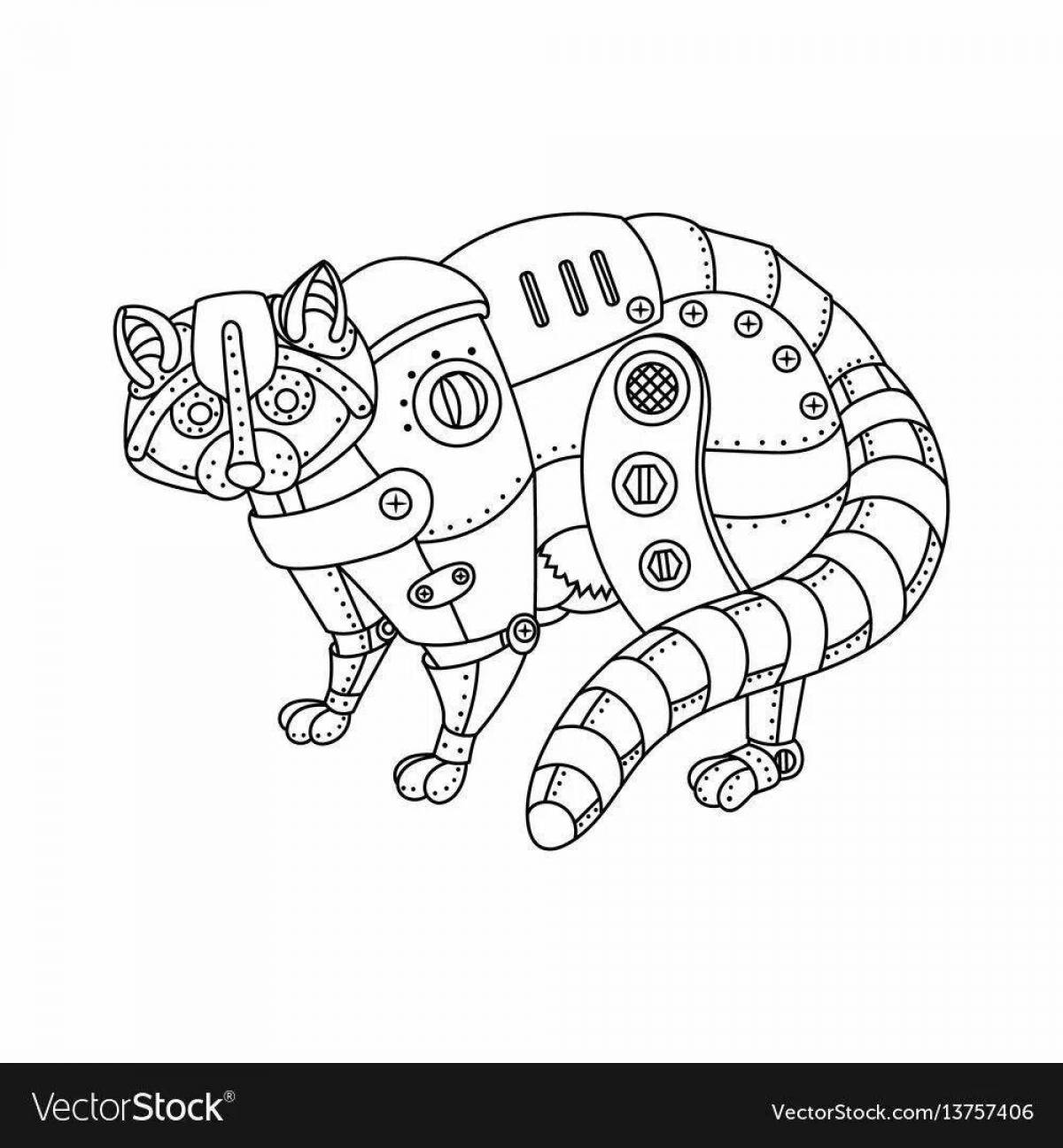 Раскраска эффектный робот-кошка
