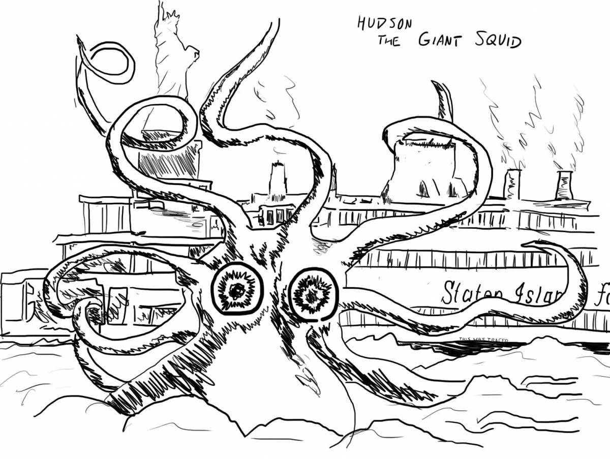 Photo Exquisite coloring giant squid