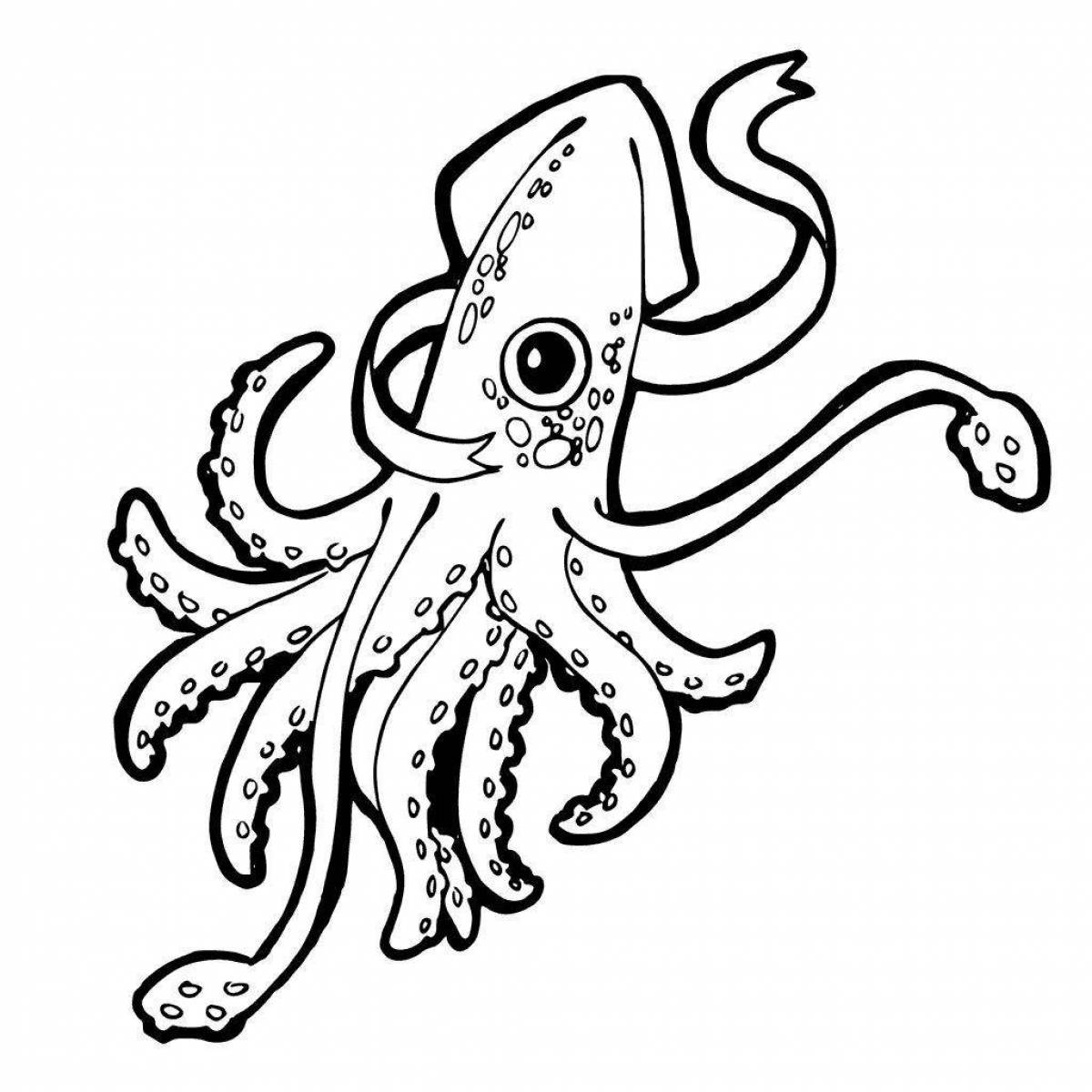 Sparkling giant squid coloring book