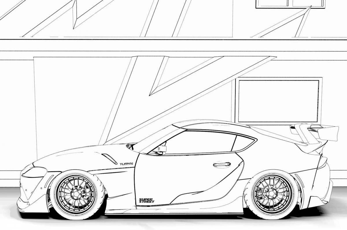Playful toyota supra coloring page