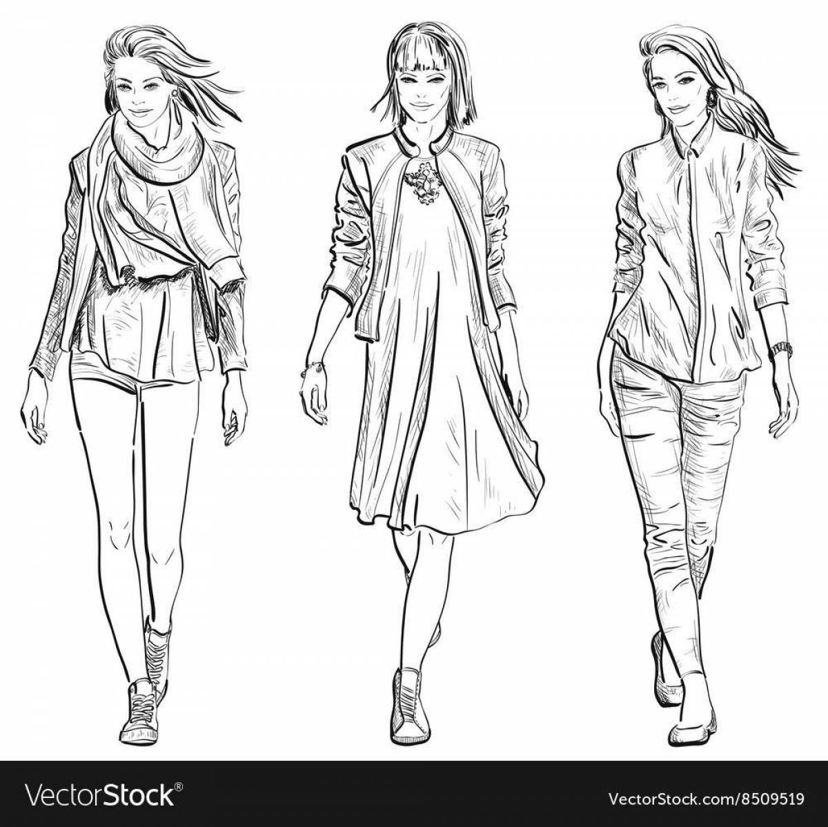 Graceful coloring pages people in clothes