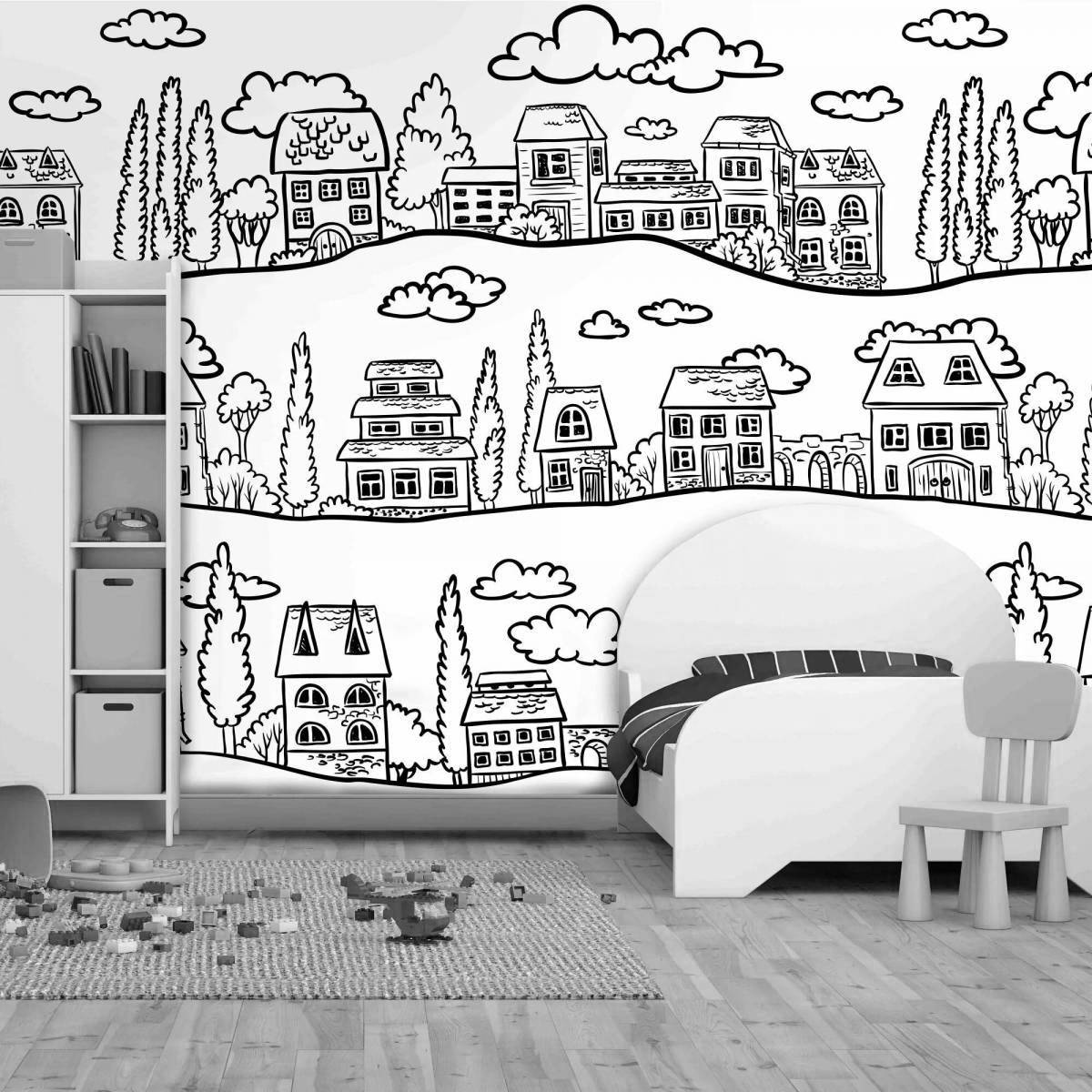 Magic wallpaper-coloring in the children's room