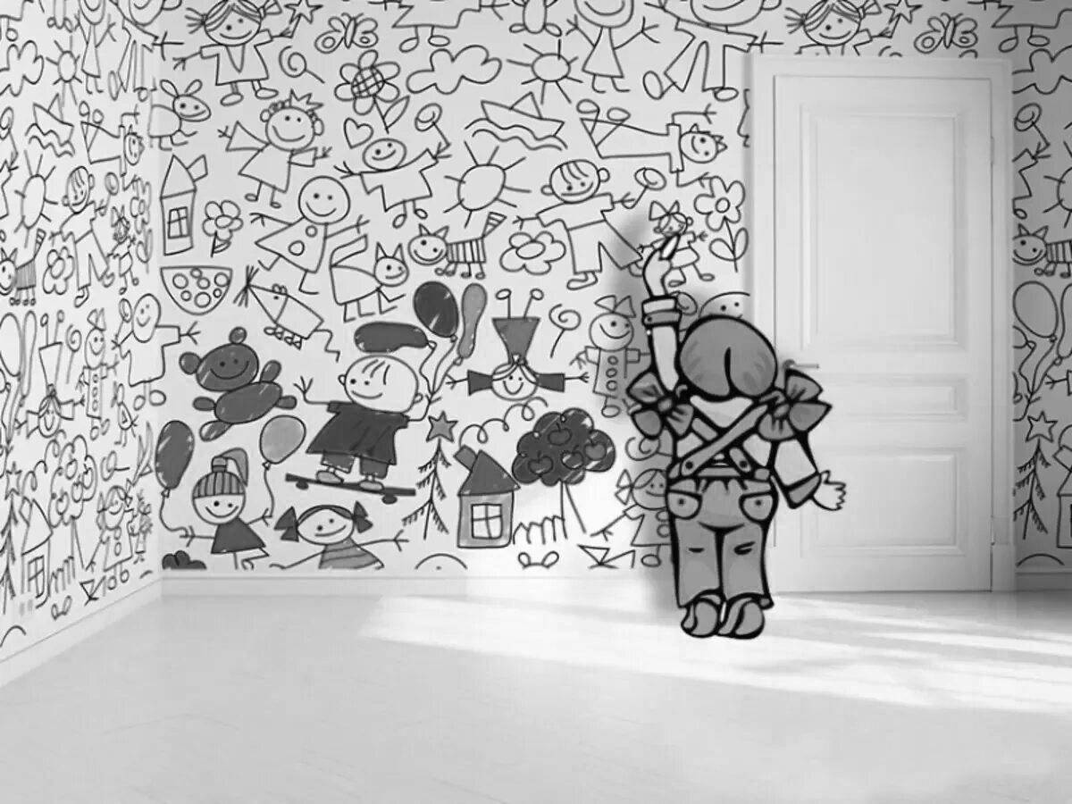 Восхитительные обои-раскраски в детской комнате