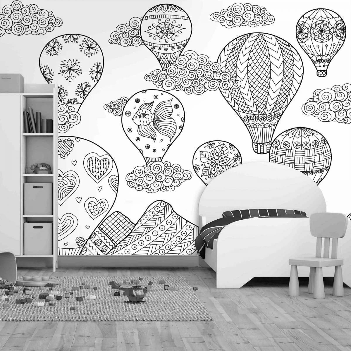 Причудливые обои-раскраски в детской комнате