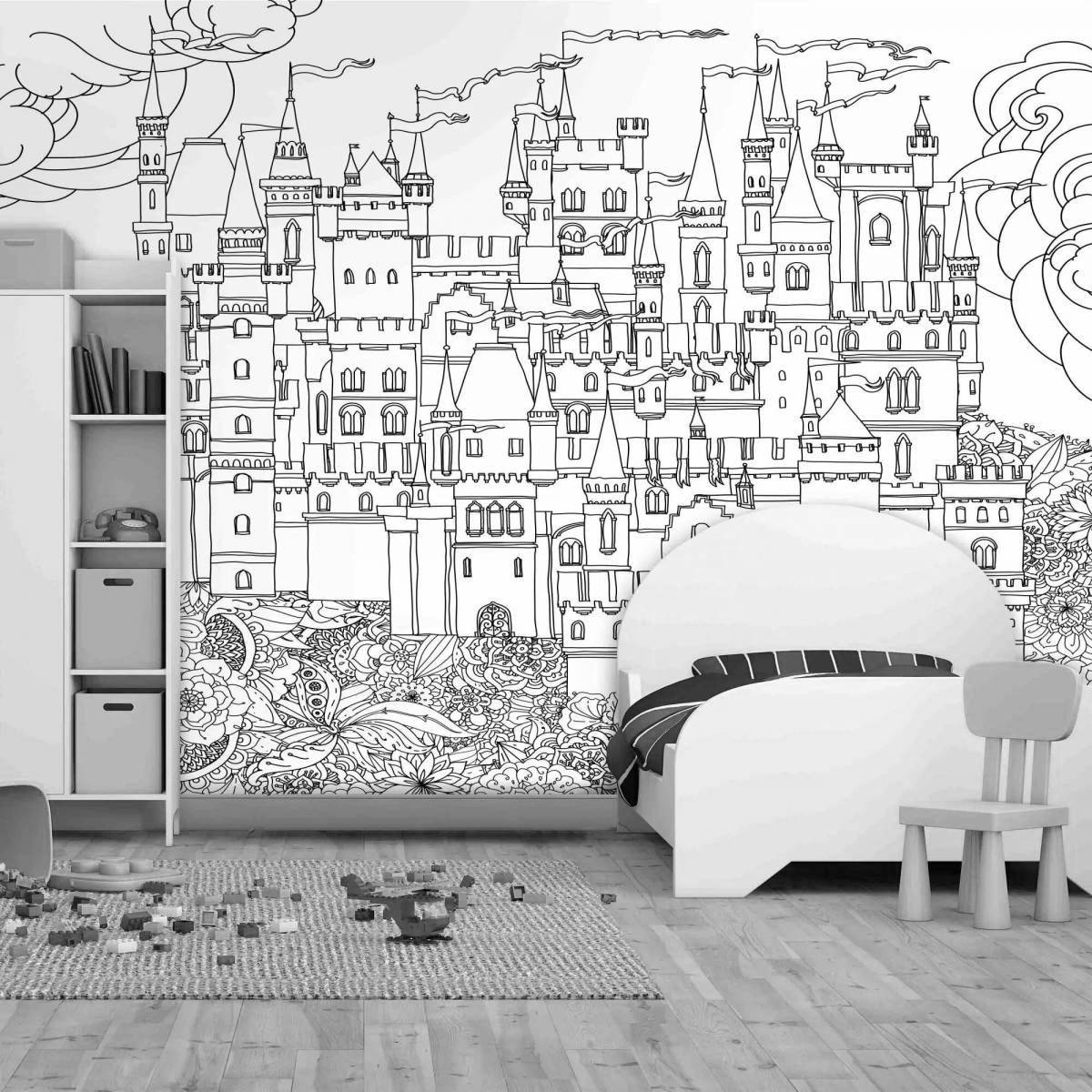 Creative wallpaper coloring in the nursery