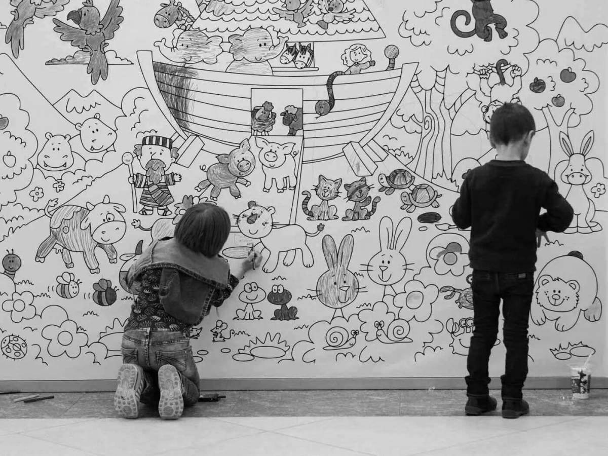 Блестящие обои-раскраски в детской комнате