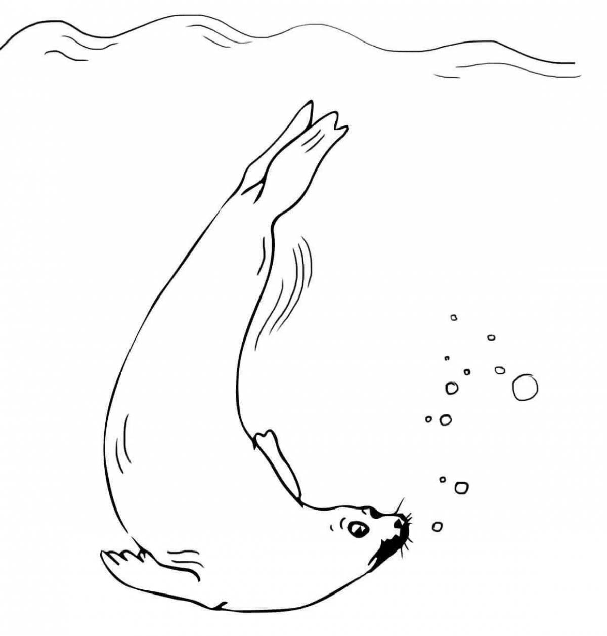 Потрясающая страница раскраски байкальского тюленя